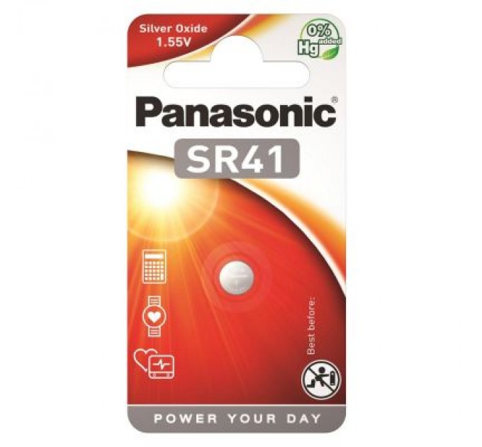 Panasonic Батарейка SR41 (392, V392, D392) Silver Oxide Panasonic (SR-41EL/1B)