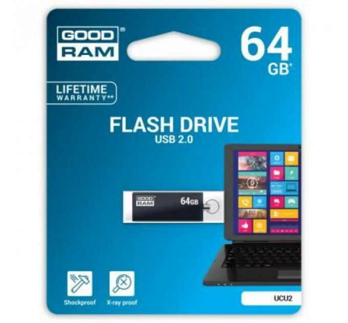 USB флеш накопичувач Goodram 64GB UCU2 Cube Black USB 2.0 (UCU2-0640K0R11)