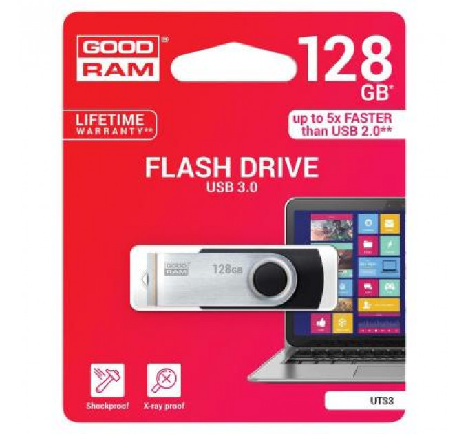 USB флеш накопичувач Goodram 128GB UTS3 Twister Black USB 3.0 (UTS3-1280K0R11)
