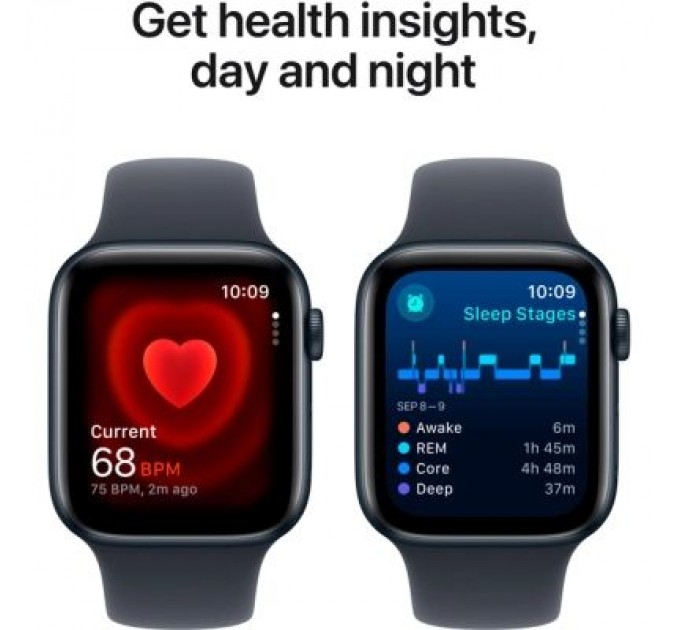 Apple Смарт-годинник Apple Watch SE 2024 GPS 44mm Midnight Aluminium Case with Midnight Sport Band - S/M (MXEJ3QH/A)