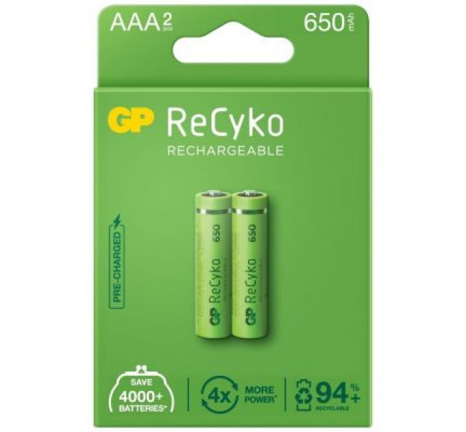 Gp Акумулятор Gp AAA 65AAAHCE-EB2 Recyko 650 mAh * 2 (65AAAHCE / 4891199186677)
