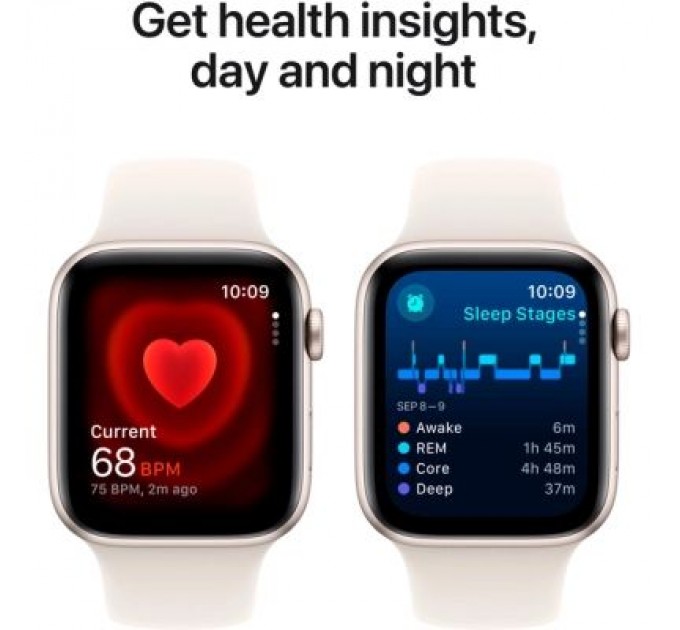 Apple Смарт-годинник Apple Watch SE 2024 GPS 44mm Starlight Aluminium Case with Starlight Sport Band - M/L (MXEV3QH/A)