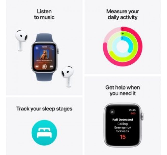 Apple Смарт-годинник Apple Watch SE 2024 GPS 44mm Starlight Aluminium Case with Starlight Sport Band - M/L (MXEV3QH/A)