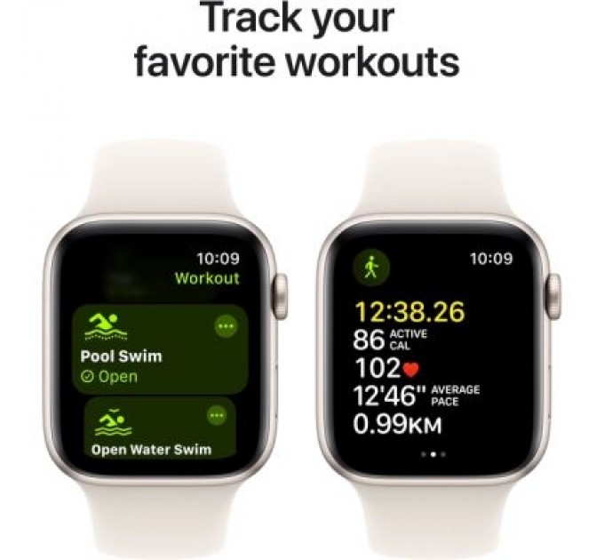 Apple Смарт-годинник Apple Watch SE 2024 GPS 44mm Starlight Aluminium Case with Starlight Sport Band - M/L (MXEV3QH/A)