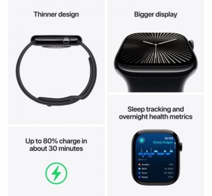 Apple Смарт-годинник Apple Watch Series 10 GPS 42mm Silver Aluminium Case with Denim Sport Band - M/L (MWWC3QH/A)