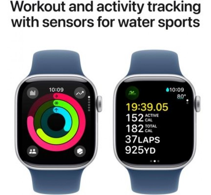 Apple Смарт-годинник Apple Watch Series 10 GPS 42mm Silver Aluminium Case with Denim Sport Band - M/L (MWWC3QH/A)