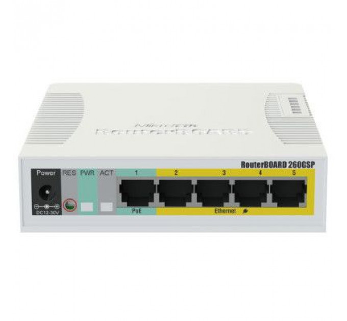 Комутатор мережевий Mikrotik RB260GSP (CSS106-1G-4P-1S)