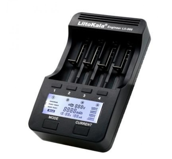 Liitokala Зарядний пристрій для акумуляторів Liitokala 4 Slots, LCD дисплей, Li-ion/Ni-MH/Ni-Cd/AA/ААA/AAAA/С (Lii-500)