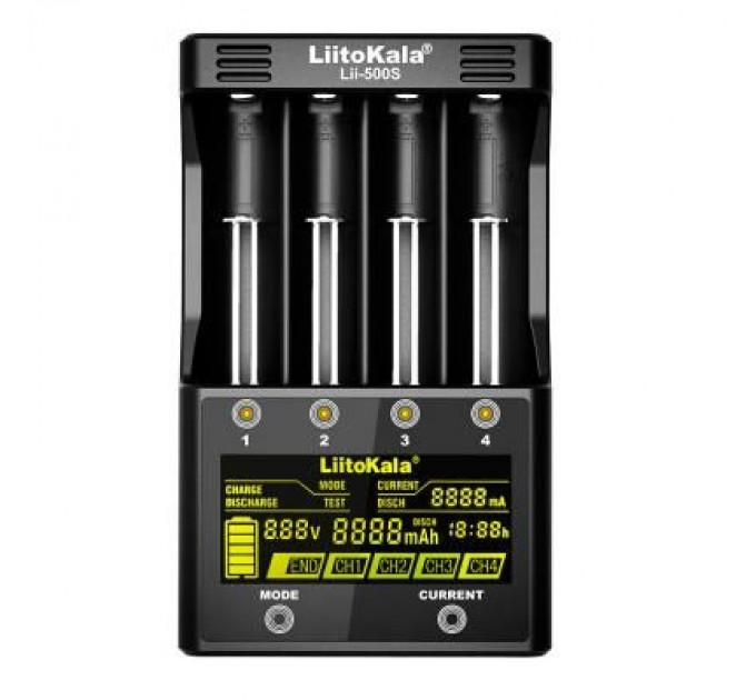 Liitokala Зарядний пристрій для акумуляторів Liitokala 4 Slots, LCD дисплей, Li-ion/Ni-MH/Ni-Cd/AA/ААA/AAAA/С (Lii-500S)
