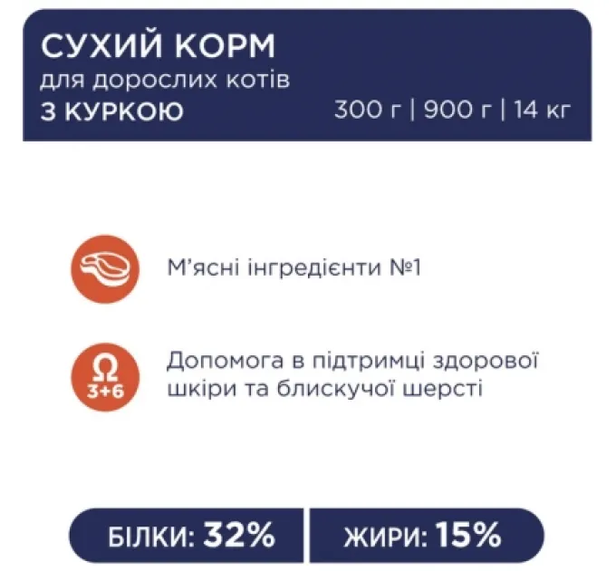 Club 4 Paws Сухий корм для кішок Club 4 Paws Преміум. Зі смаком курки 900 г (4820083909139)