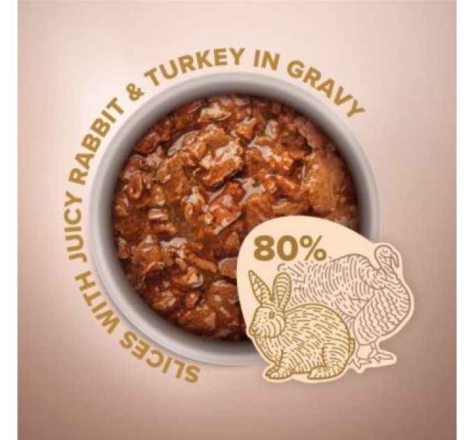 Club 4 Paws Вологий корм для кішок Club 4 Paws Selection Плюс Шматочки з кроликом та індичкою в соусі 80 г (4820215368001)