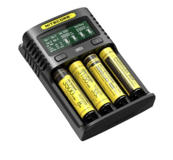 Nitecore Зарядний пристрій для акумуляторів Nitecore Digicharger UM4 (4 channels, LCD дисп.,Li-ion, Ni-MH/Ni-Cd, (11434)