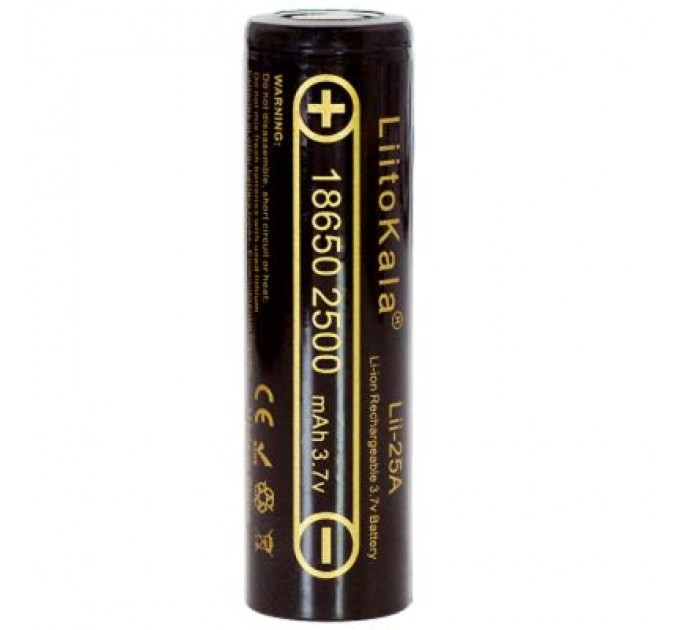 Liitokala Акумулятор 18650 2500mAh Li-Ion, (2450-2650mah), 3.7V (2.75-4.2V), Blac Liitokala (Lii-25A)