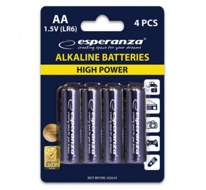 Esperanza Батарейка Esperanza AA LR6 Alkaline * 4 (EZB101)