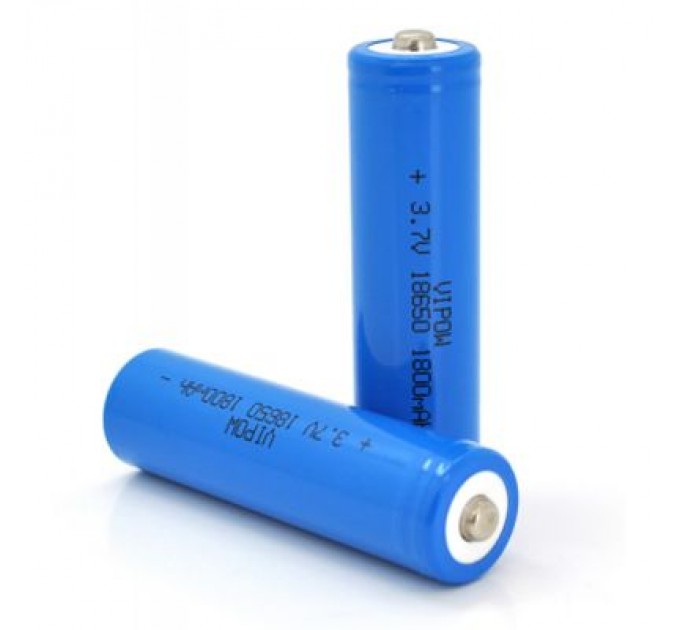 Vipow Акумулятор 18650 1800mAh, TipTop, 3.7V, Blue Vipow (ICR18650-1800mAhTT)