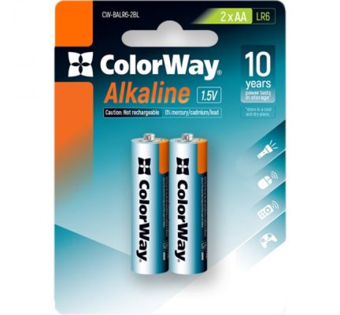 ColorWay Батарейка ColorWay AA LR6 Alkaline Power (лужні) * 2 blister (CW-BALR06-2BL)