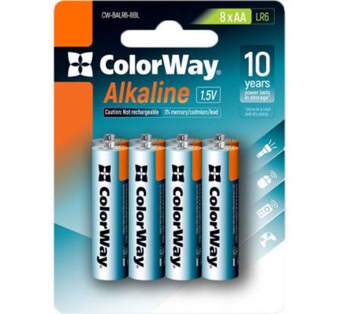 ColorWay Батарейка ColorWay AA LR6 Alkaline Power (лужні) * 8 blister (CW-BALR06-8BL)