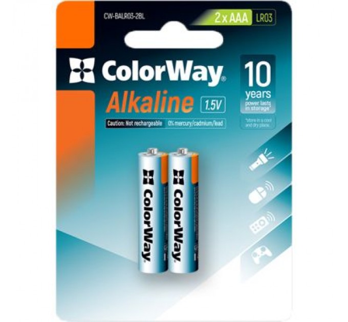 ColorWay Батарейка ColorWay AAA LR03 Alkaline Power (лужні) * 2 blister (CW-BALR03-2BL)