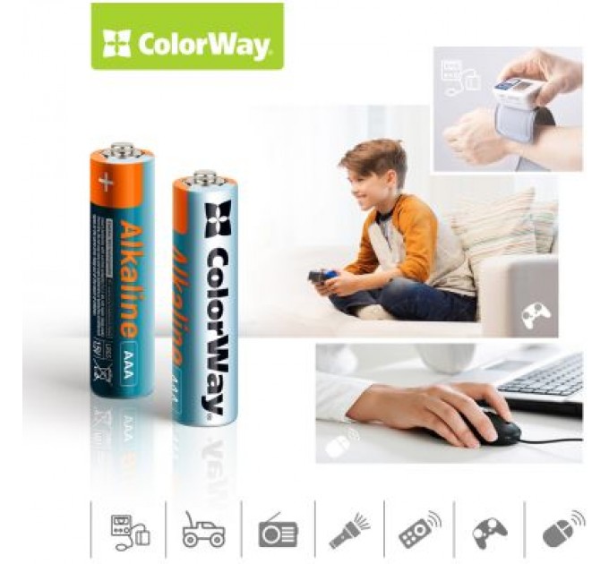 ColorWay Батарейка ColorWay AAA LR03 Alkaline Power (лужні) * 2 blister (CW-BALR03-2BL)
