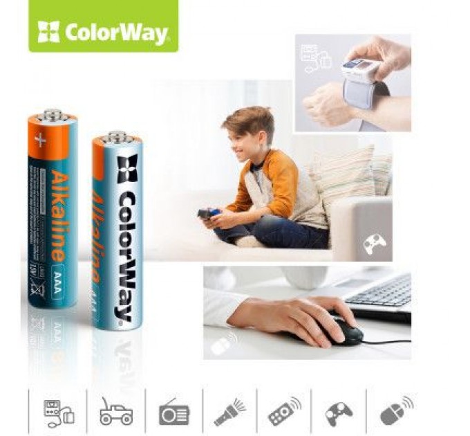 ColorWay Батарейка ColorWay AAA LR03 Alkaline Power (лужні) * 8 blister (CW-BALR03-8BL)