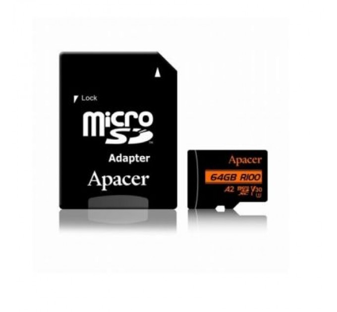 Apacer Карта пам'яті Apacer 64GB microSD class 10 UHS-I U3 (AP64GMCSX10U8-R)