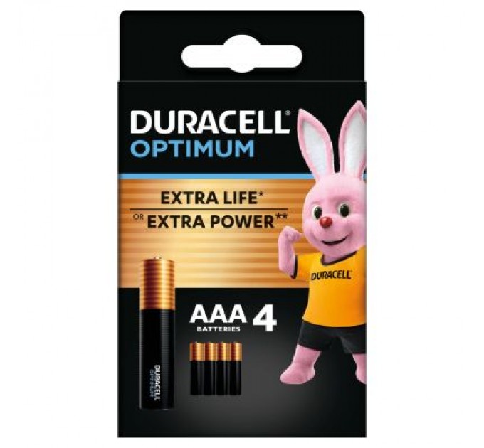 Батарейка Duracell Optimum AAA лужні 4 шт. в упаковці (5015596)