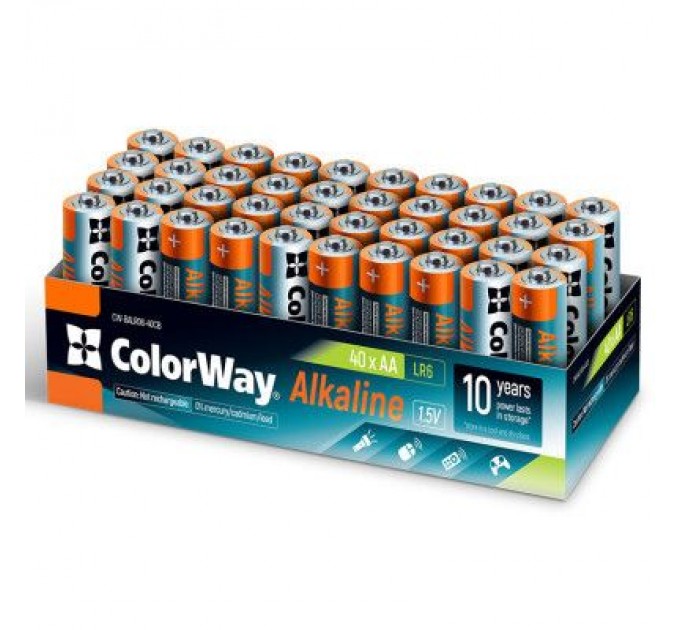 ColorWay Батарейка ColorWay AA LR6 Alkaline Power (лужні) * 40 colour box (CW-BALR06-40CB)