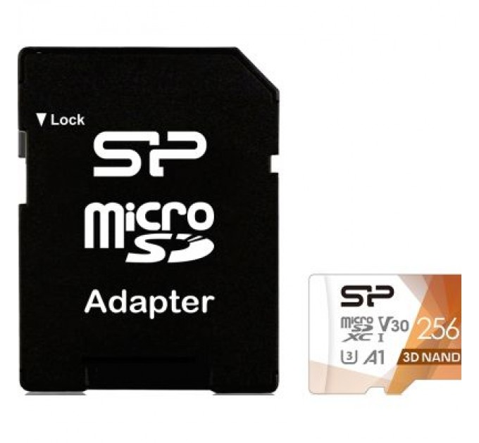 Silicon Power Карта пам'яті Silicon Power 256Gb microSDXC U3 A1 V30 Superior Color 100R/80W + adapter (SP256GBSTXDU3V20AB)