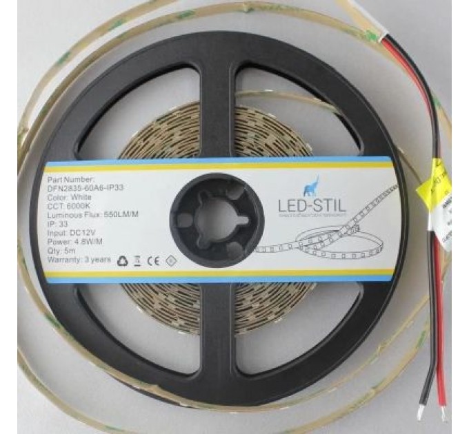 Світлодіодна стрічка LED-STIL 6000K 4,8 Вт/м 2835 60 діодів IP33 12 Вольт 550 lm (DFN2835-60A6-IP33)