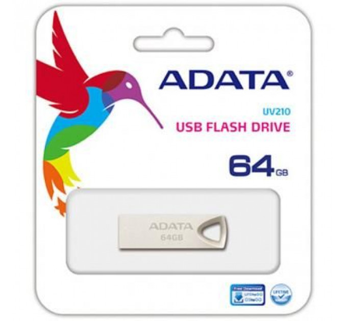 USB флеш накопичувач ADATA 64GB UV210 Metal Silver USB 2.0 (AUV210-64G-RGD)