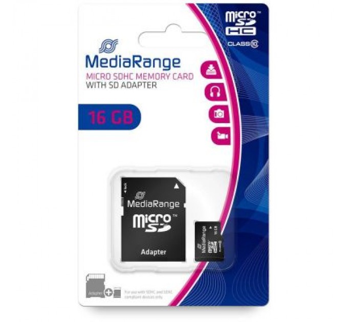 Карта пам'яті Mediarange 16GB microSD class 10 (MR958)