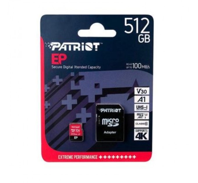 Карта пам'яті Patriot 512GB microSD class 10 UHS-I U3 (PEF512GEP31MCX)