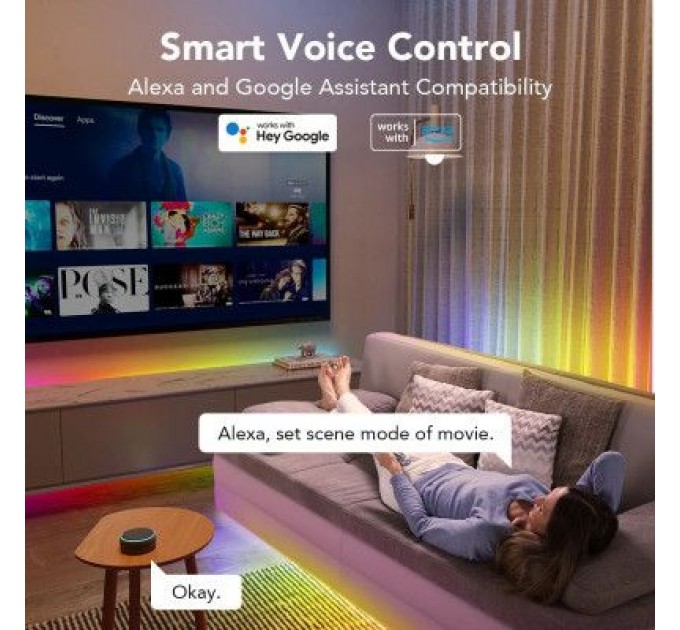 Світлодіодна стрічка Govee RGBIC Basic Wi-Fi + Bluetooth LED Strip Light With Protective Coating 10м Білий (H619C3D1)