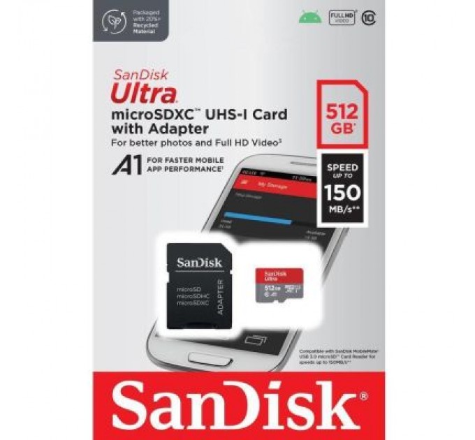 SanDisk Карта пам'яті SanDisk 512GB microSDXC class 10 UHS-I Ultra (SDSQUAC-512G-GN6MA)