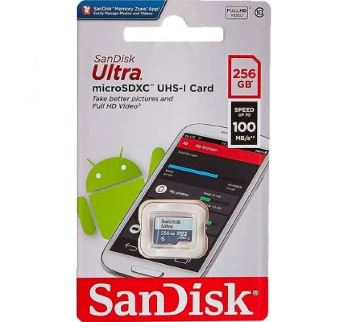 SanDisk Карта пам'яті SanDisk 256GB microSDXC class 10 UHS-I Ultra (SDSQUNR-256G-GN3MN)