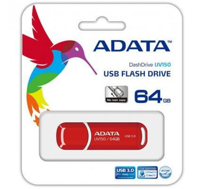 USB флеш накопичувач ADATA 64GB UV150 Red USB 3.0 (AUV150-64G-RRD)