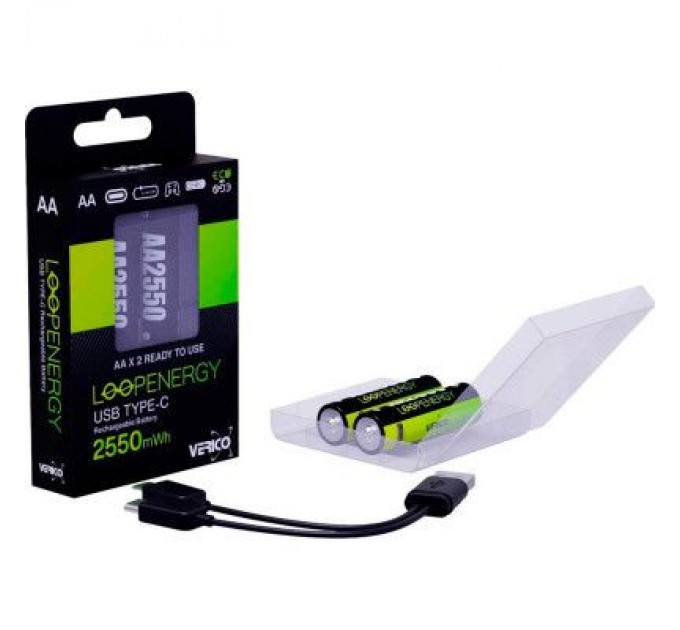 Акумулятор Verico AA USB Type-C 1700mAh 1.5V Li-ion * 2 (LoopEnergy) (1UDBT-A1WEA2-NN)
