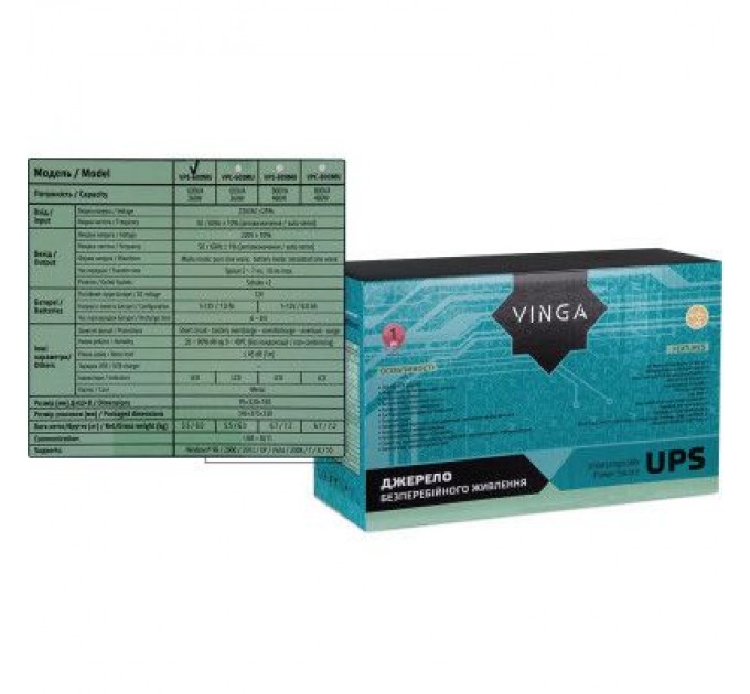 Vinga Пристрій безперебійного живлення Vinga LED 600VA metal case with USB (VPE-600MU)