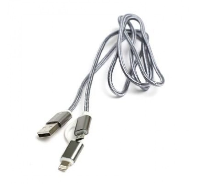 PowerPlant Дата кабель USB 2.0 AM to Lightning + Micro 5P 1.0m cotton PowerPlant (KD00AS1289)