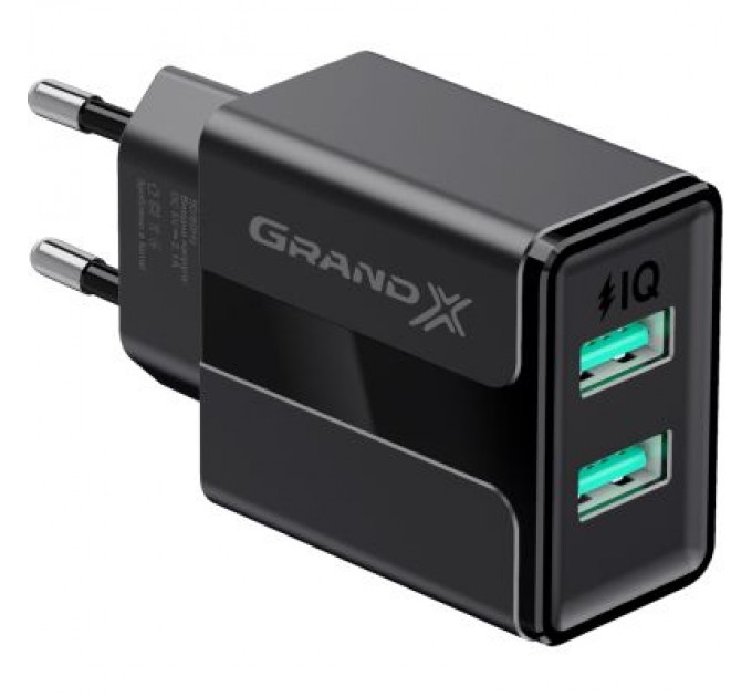 Grand-X Зарядний пристрій Grand-X CH-15UMB (5V/2,1A + DC cable 2,4А USB -> Micro USB 1m) Black (CH-15UMB)