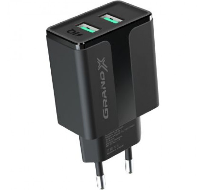 Grand-X Зарядний пристрій Grand-X CH-15UMB (5V/2,1A + DC cable 2,4А USB -> Micro USB 1m) Black (CH-15UMB)
