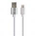 Дата кабель USB 2.0 AM to Lightning 1m nylon silver Vinga (VCPDCLNB1S)