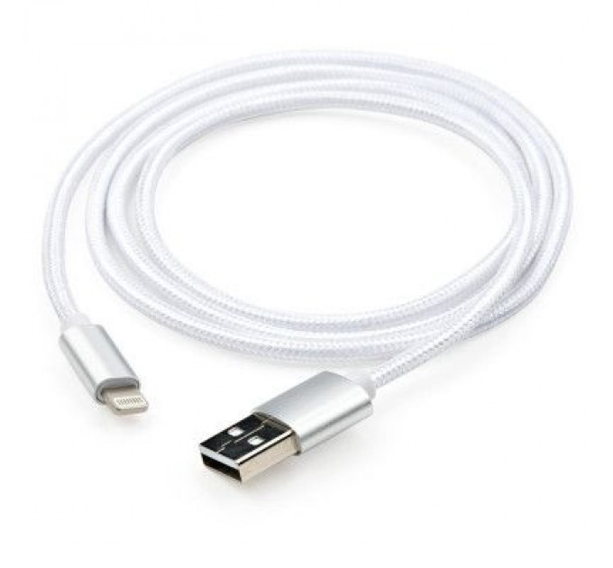 Дата кабель USB 2.0 AM to Lightning 1m nylon silver Vinga (VCPDCLNB1S)