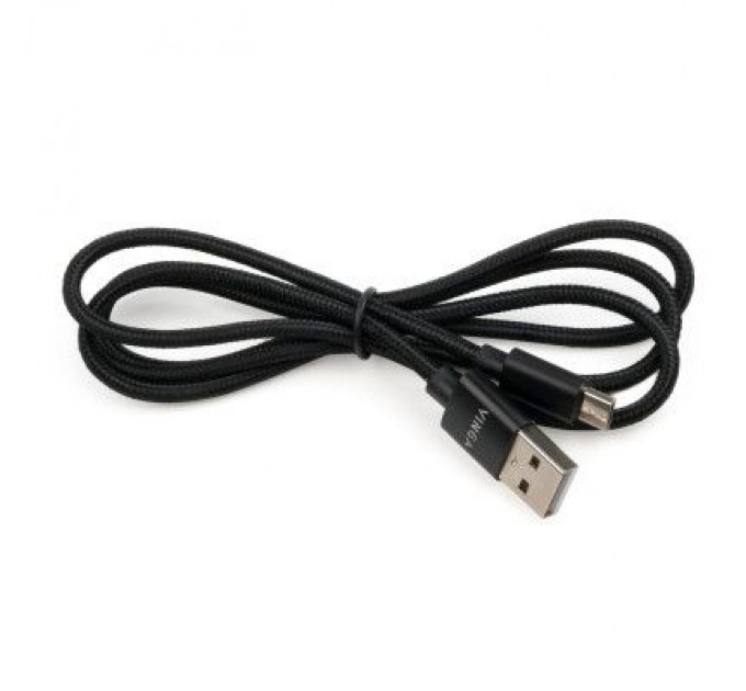 Vinga Дата кабель USB 2.0 AM to Micro 5P 1m nylon black Vinga (VCPDCMNB1BK)
