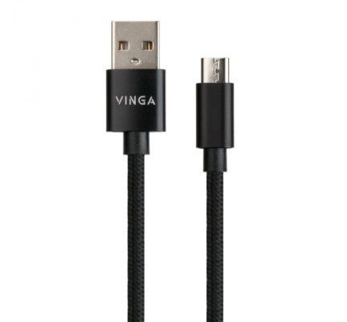 Vinga Дата кабель USB 2.0 AM to Micro 5P 1m nylon black Vinga (VCPDCMNB1BK)