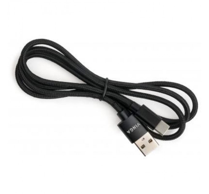 Vinga Дата кабель USB 2.0 AM to Type-C 1m nylon black Vinga (VCPDCTCNB1BK)