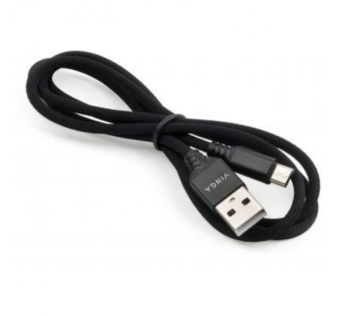 Vinga Дата кабель USB 2.0 AM to Micro 5P nylon 1m black Vinga (VCPDCMBN21BK)