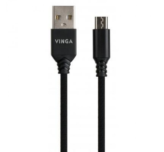 Vinga Дата кабель USB 2.0 AM to Micro 5P nylon 1m black Vinga (VCPDCMBN21BK)