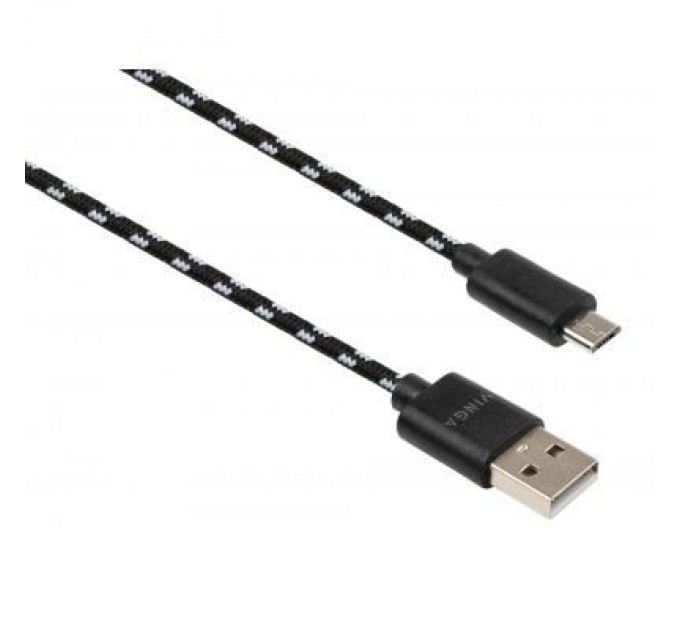 Vinga Дата кабель USB 2.0 AM to Micro 5P 2color nylon 1m black Vinga (VCPDCMBN31BK)