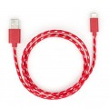 Vinga Дата кабель USB 2.0 AM to Lightning 2color nylon 1m red Vinga (VCPDCLNB31R)